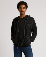 BIG T ZIP UP HOODIE - JET BLACK