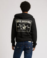 BIG T ZIP UP HOODIE - JET BLACK