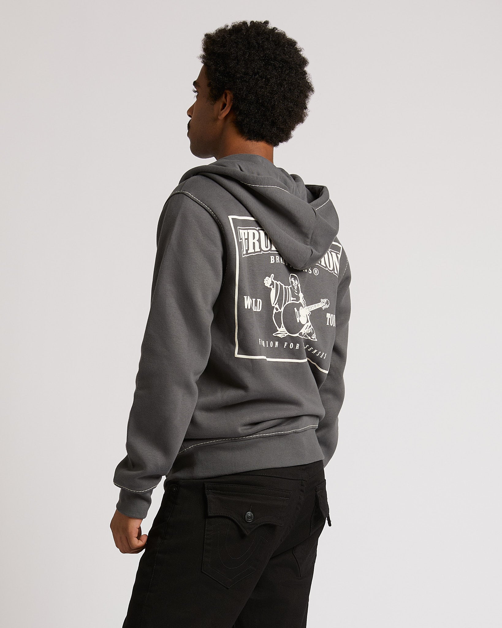 BIG T ZIP UP HOODIE - IRON GATE