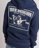 BIG T ZIP UP HOODIE - DRESS BLUE