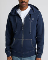 BIG T ZIP UP HOODIE - DRESS BLUE