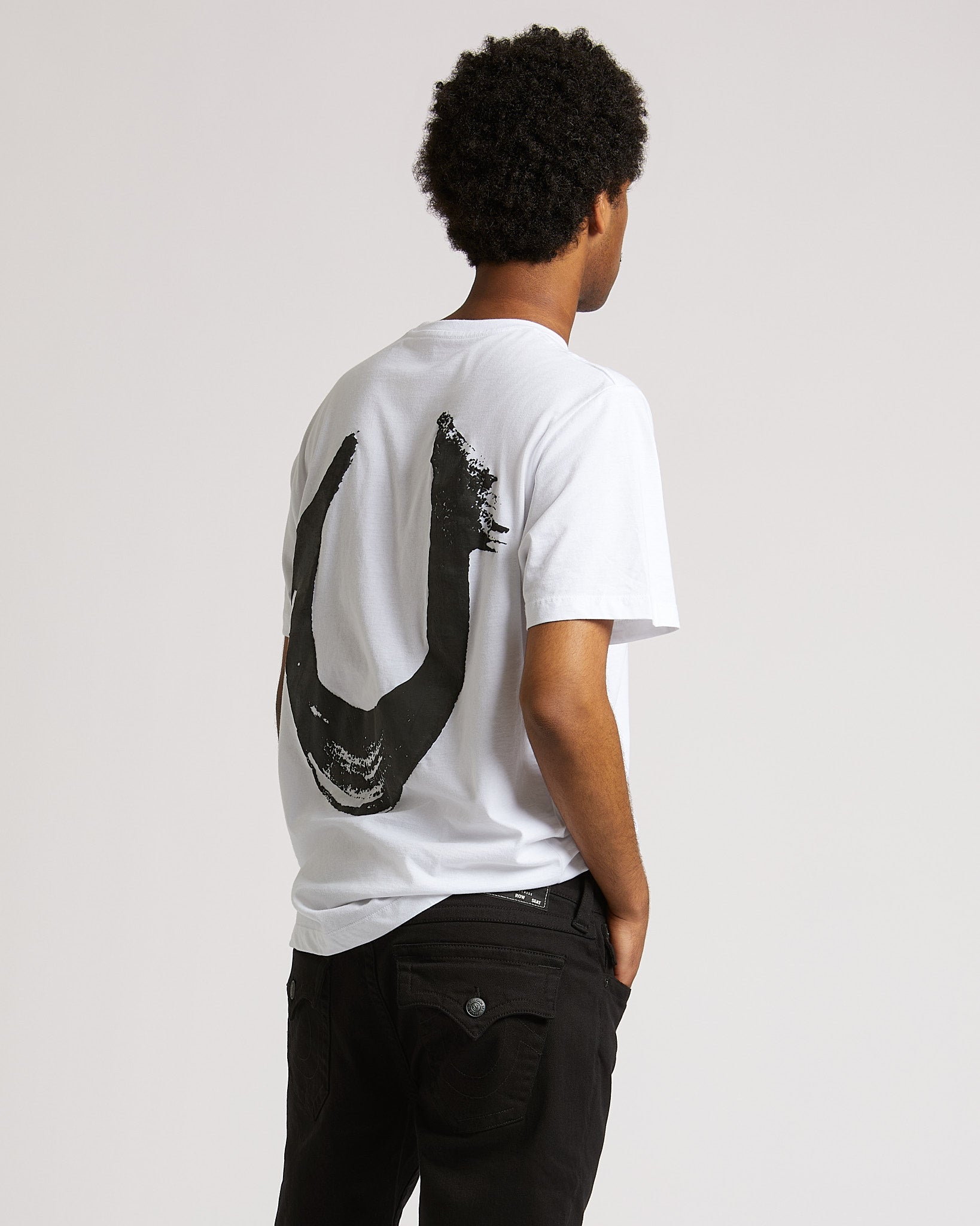 RELAXED NU BRUSH TEE - OPTIC WHITE WITH BLACK