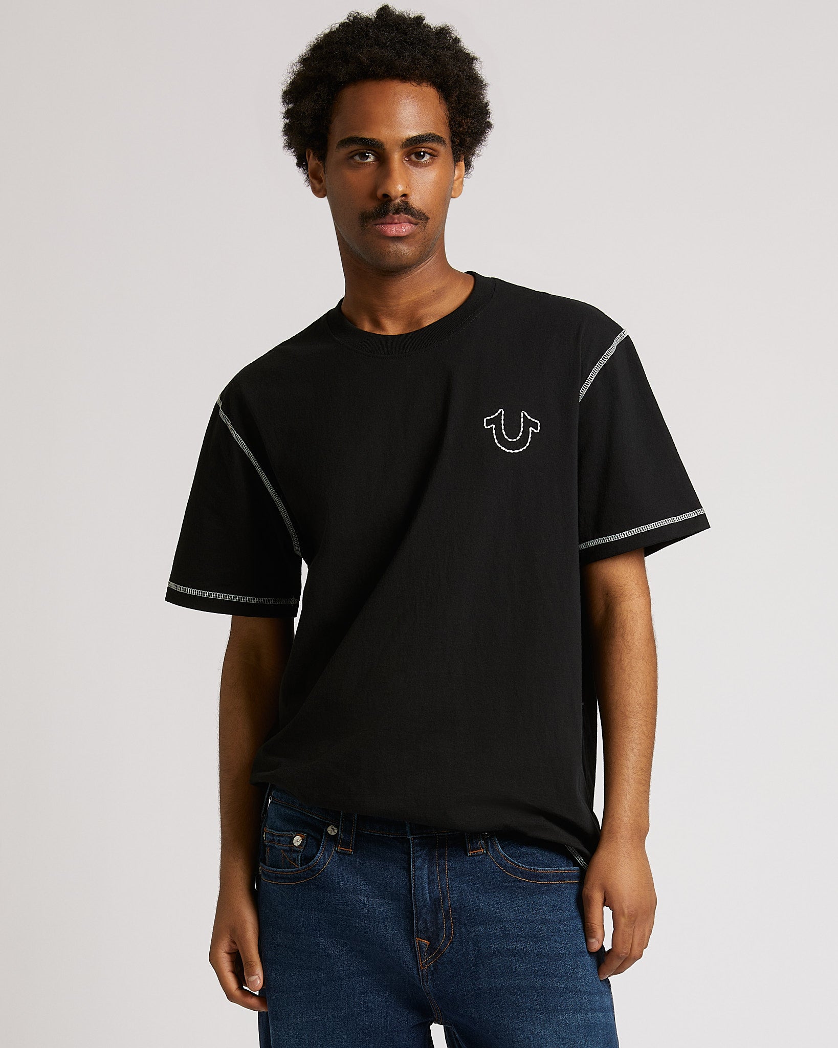 SS FLATLOCK TEE - JET BLACK