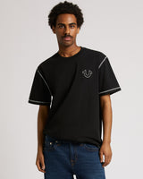SS FLATLOCK TEE - JET BLACK