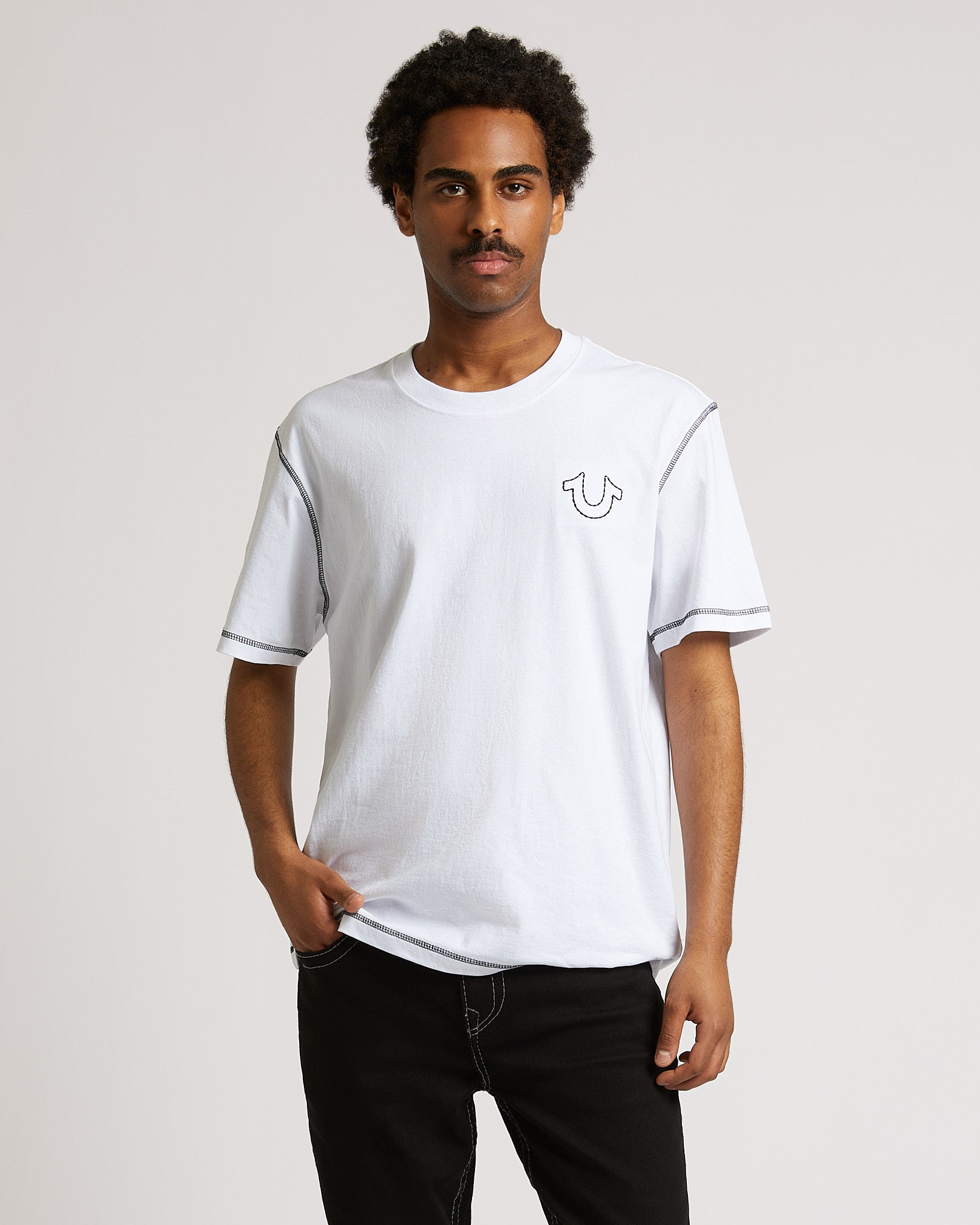 SS FLATLOCK TEE - OPTIC WHITE