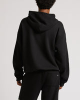 KNIT PANEL TR CINCHED HOODIE - JET BLACK