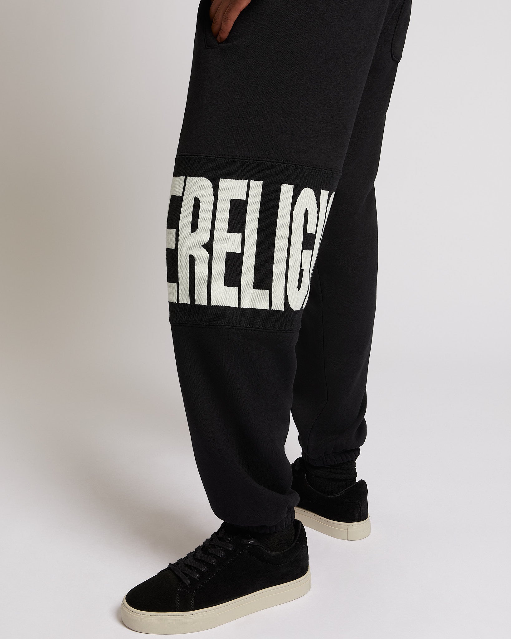 KNIT PANEL TR JOGGER - JET BLACK