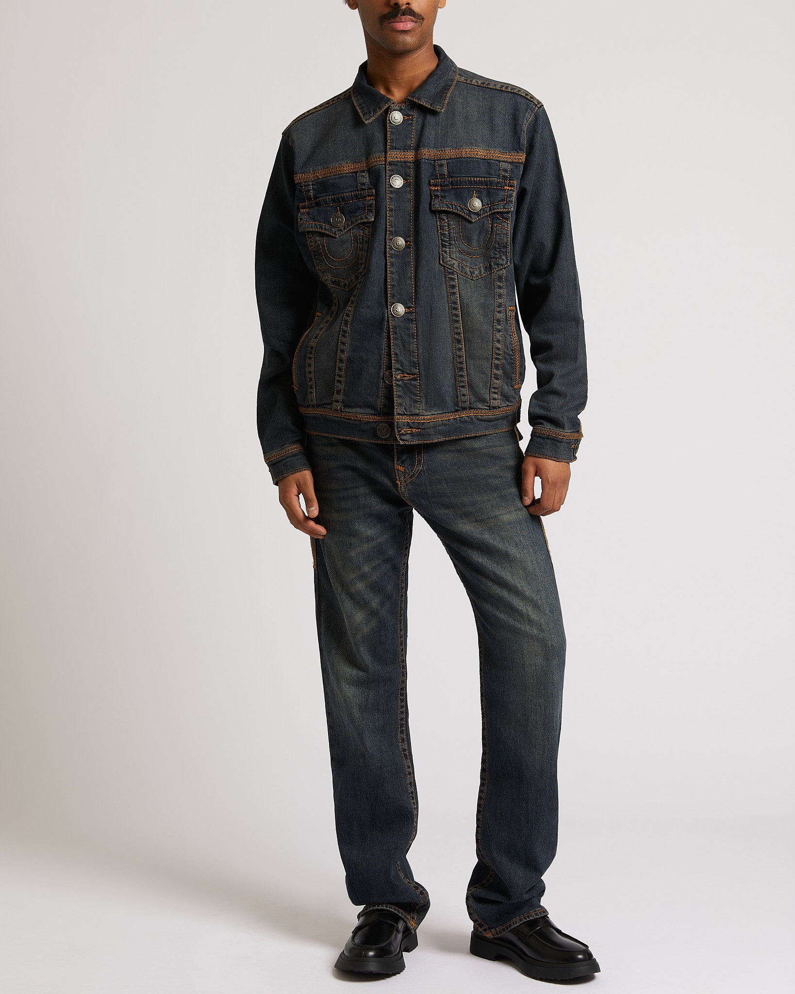 SUPER FLATLOCK TRUCKER JACKET - GREENLAND DARK WASH