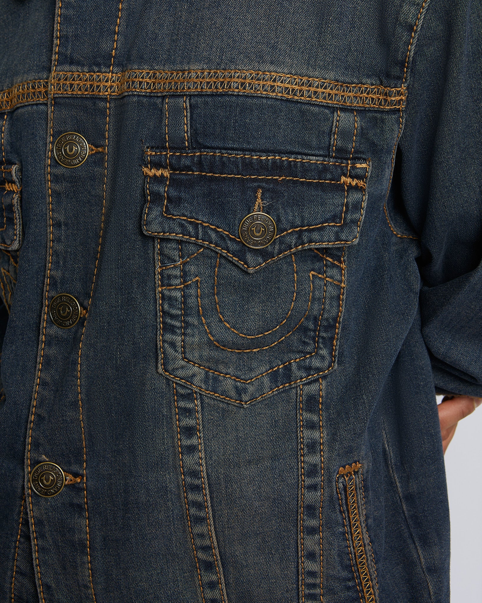 SUPER FLATLOCK TRUCKER JACKET - GREENLAND DARK WASH