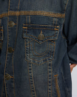 SUPER FLATLOCK TRUCKER JACKET - GREENLAND DARK WASH