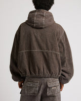 BIG T CINCHED HOODED WRKWR JKT - BROWN ACID WASH