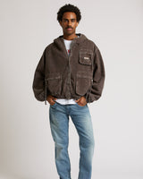 BIG T CINCHED HOODED WRKWR JKT - BROWN ACID WASH