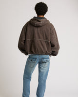 BIG T CINCHED HOODED WRKWR JKT - BROWN ACID WASH