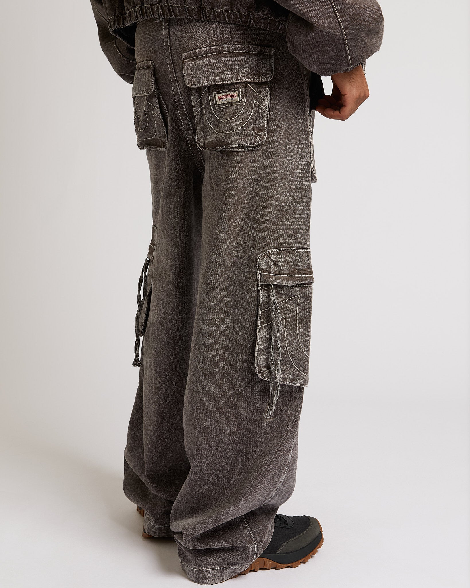 BIG T FASHION CARGO PANT - BROWN ACID WASH