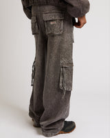 BIG T FASHION CARGO PANT - BROWN ACID WASH