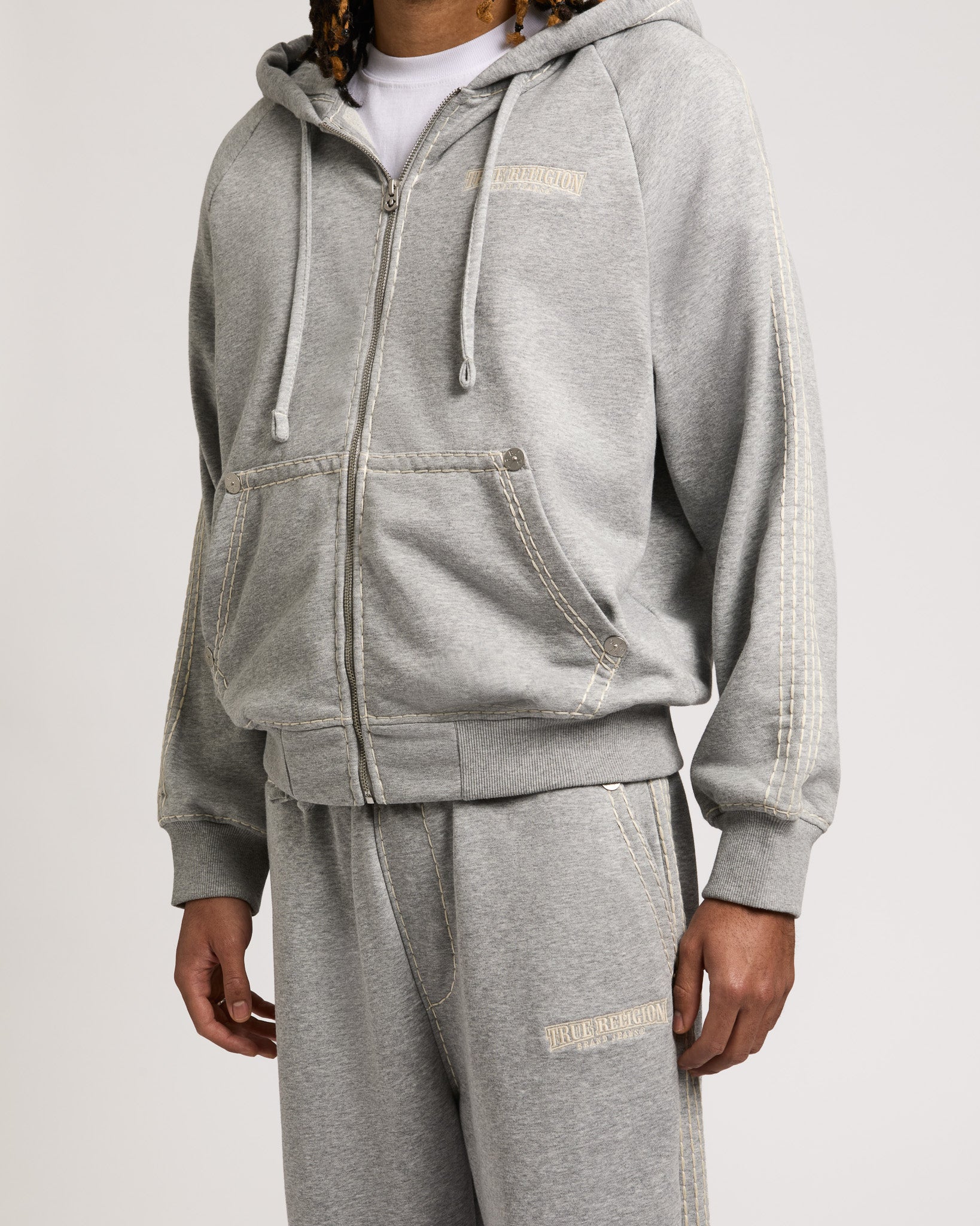 SUPER T BOXY ZIP UP - HEATHER GREY