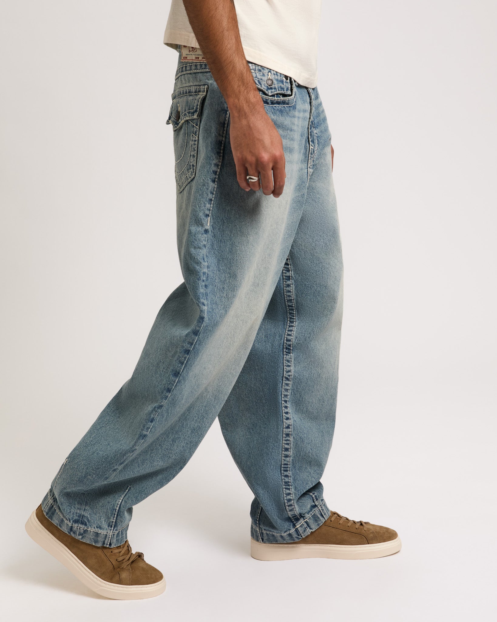 DANNY BARREL BIG T FLAP - SHATTERED MEDIUM INDIGO WASH