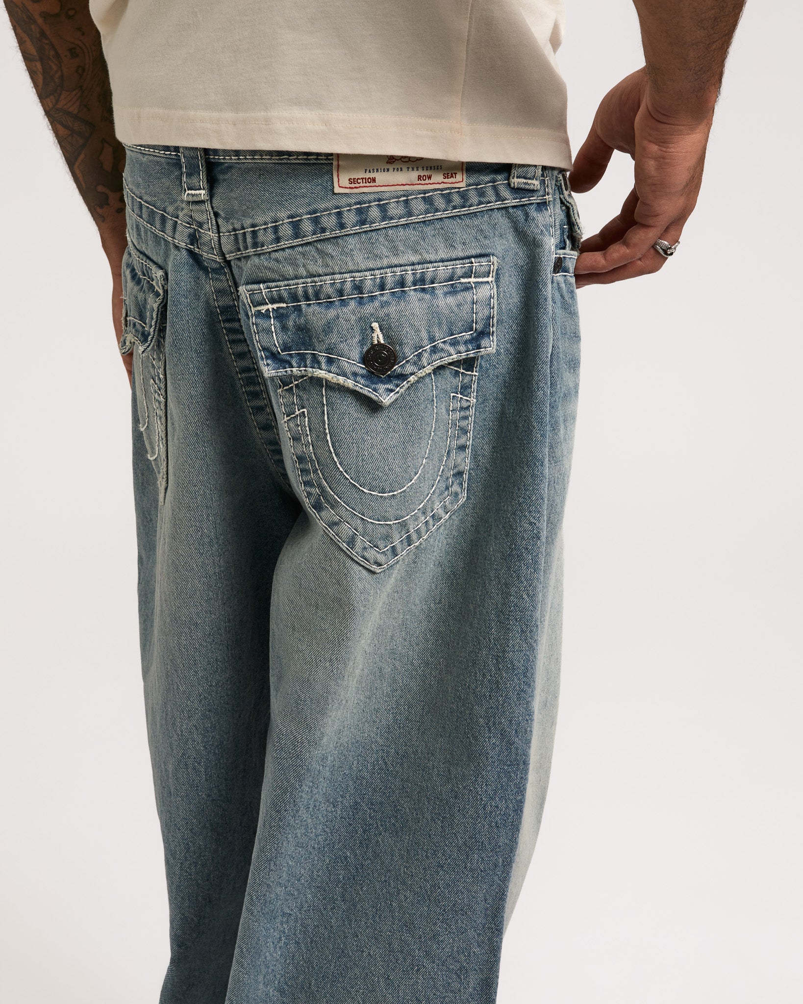 DANNY BARREL BIG T FLAP - SHATTERED MEDIUM INDIGO WASH