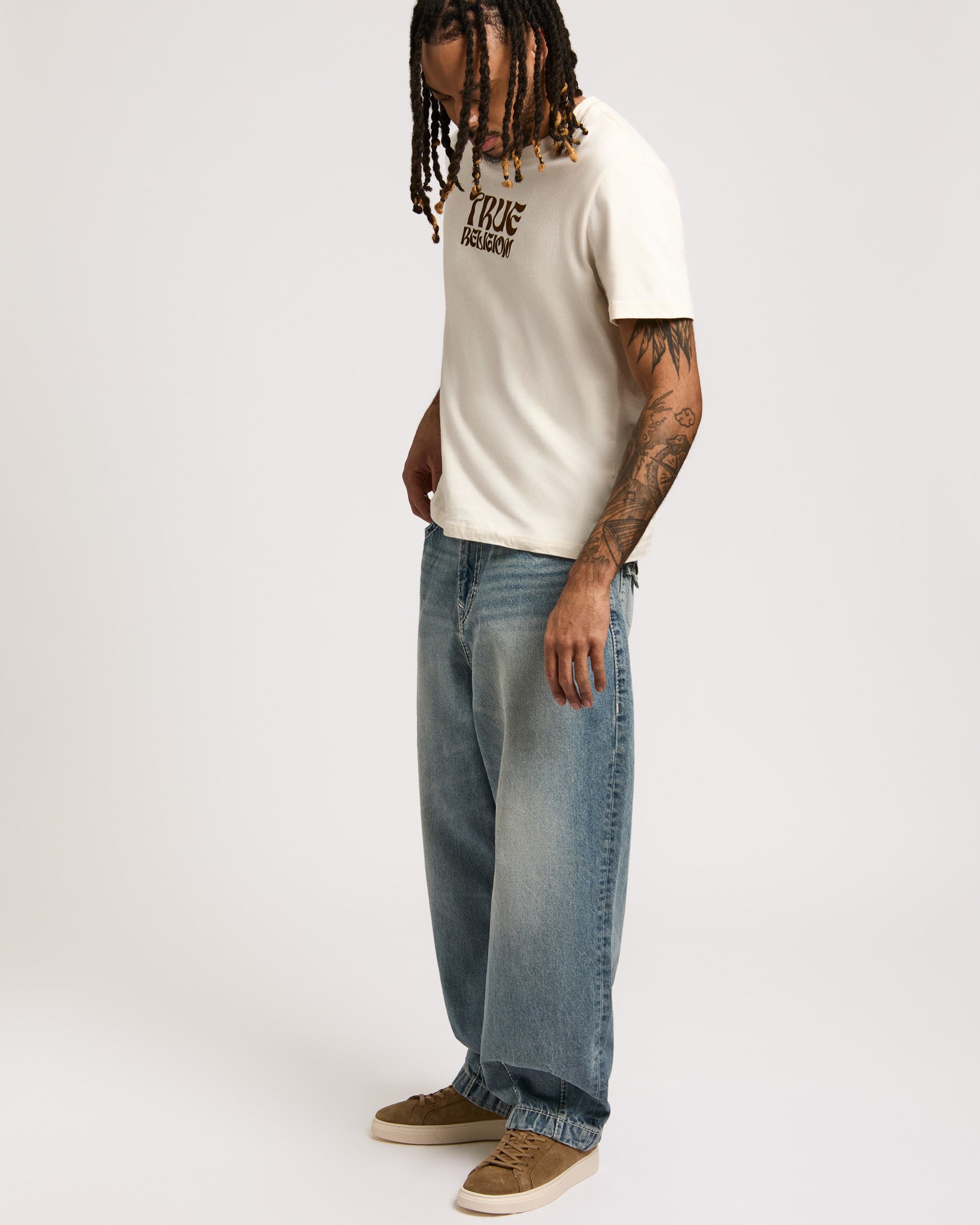 DANNY BARREL BIG T FLAP - SHATTERED MEDIUM INDIGO WASH