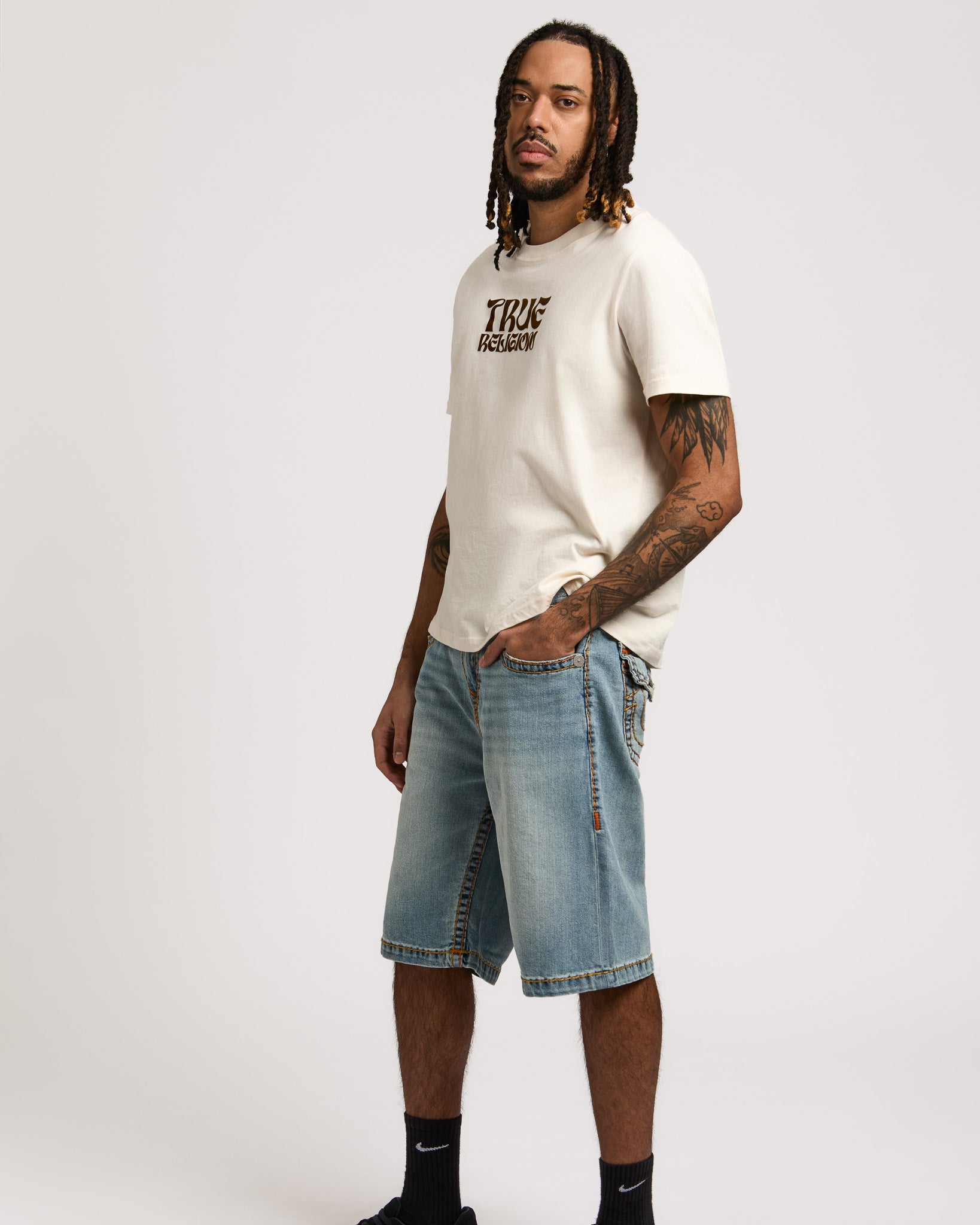 VINNY SUPERT FLAP SHORT - SHATTTERED MEDIUM WASH