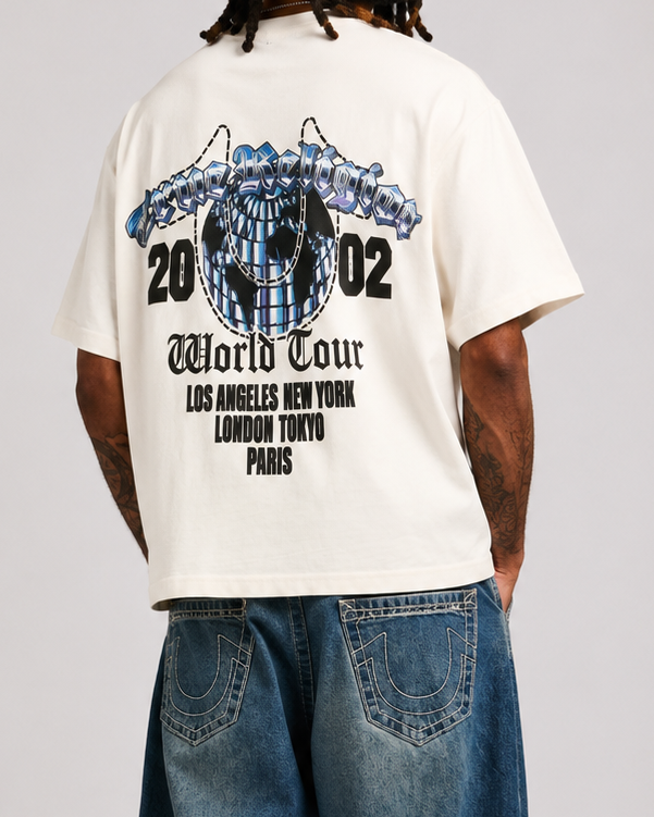 CHROME LOGO BOXY TEE - WINTER WHITE