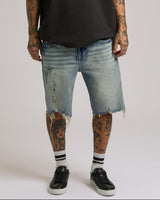 BOBBY SN FLAP SHRT DESTRYD HEM - HOOPS VINTAGE MED WASH W RIPS