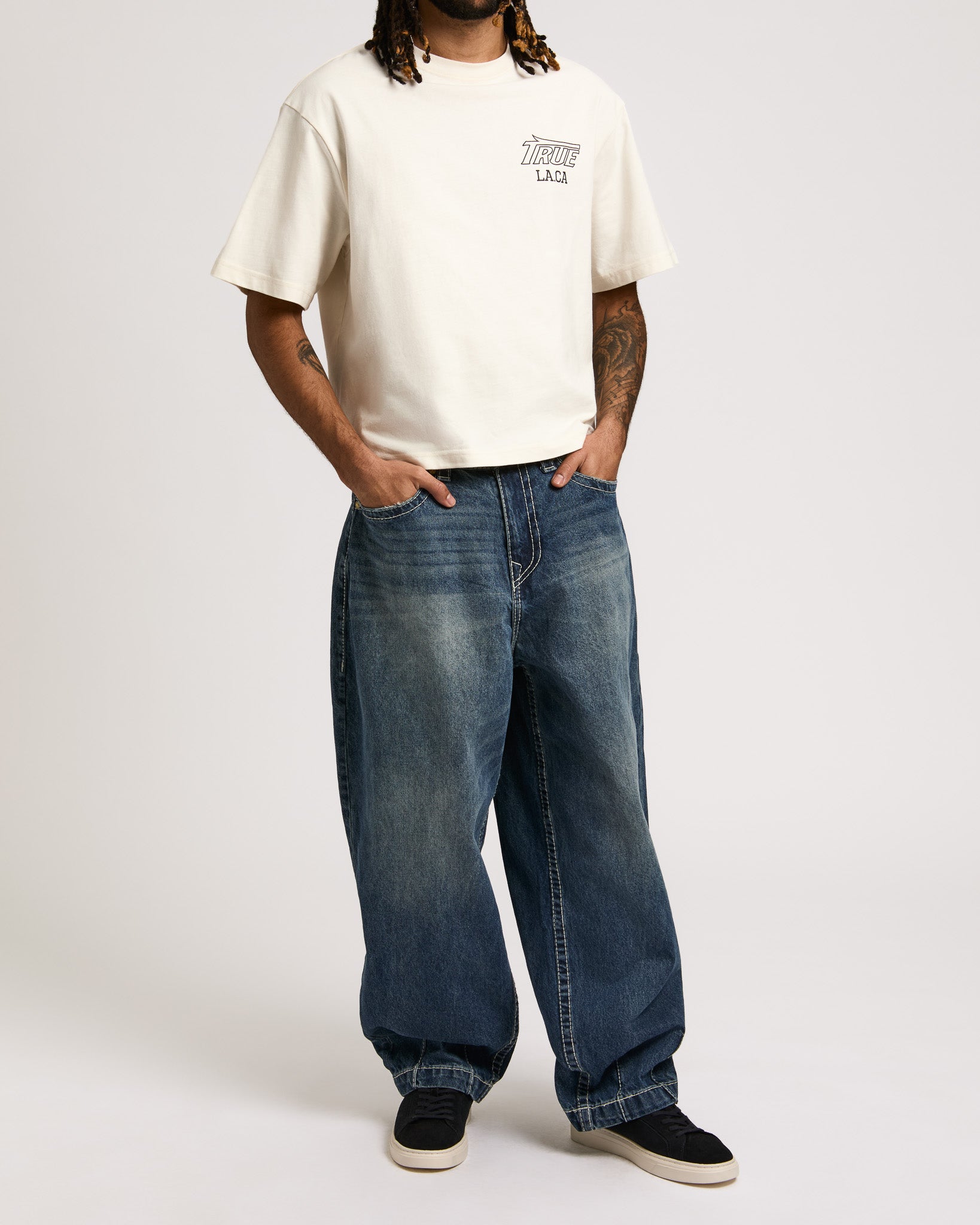 DANNY BARREL BIG T NO FLAP - SHATTERED DARK INDIGO WASH