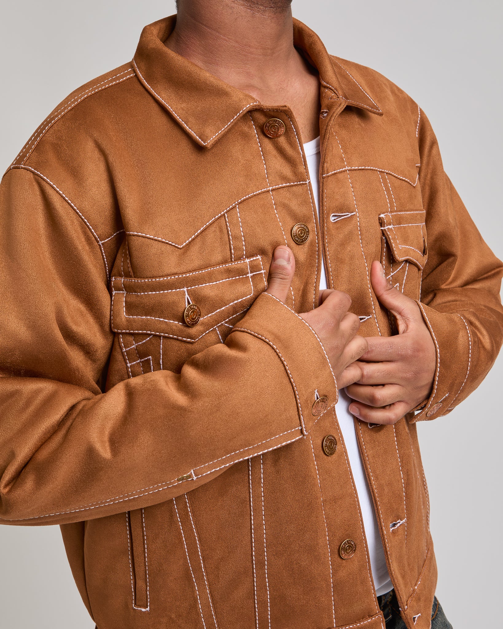 ULTRASUEDE BIG T OS JIMMY JKT - SUEDE BROWN