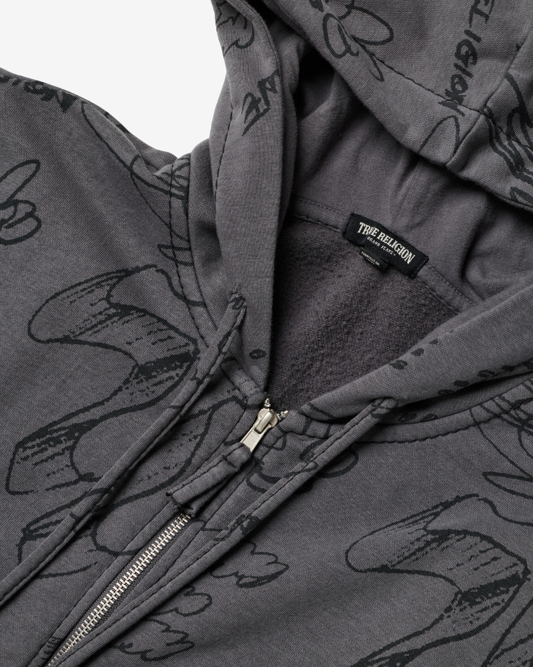 DIP DYED BIG T BOXY ZIP HOODIE - VINTAGE BLACK