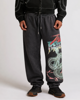 WASHED CRYSTAL BAGGY JOGGER - JET BLACK