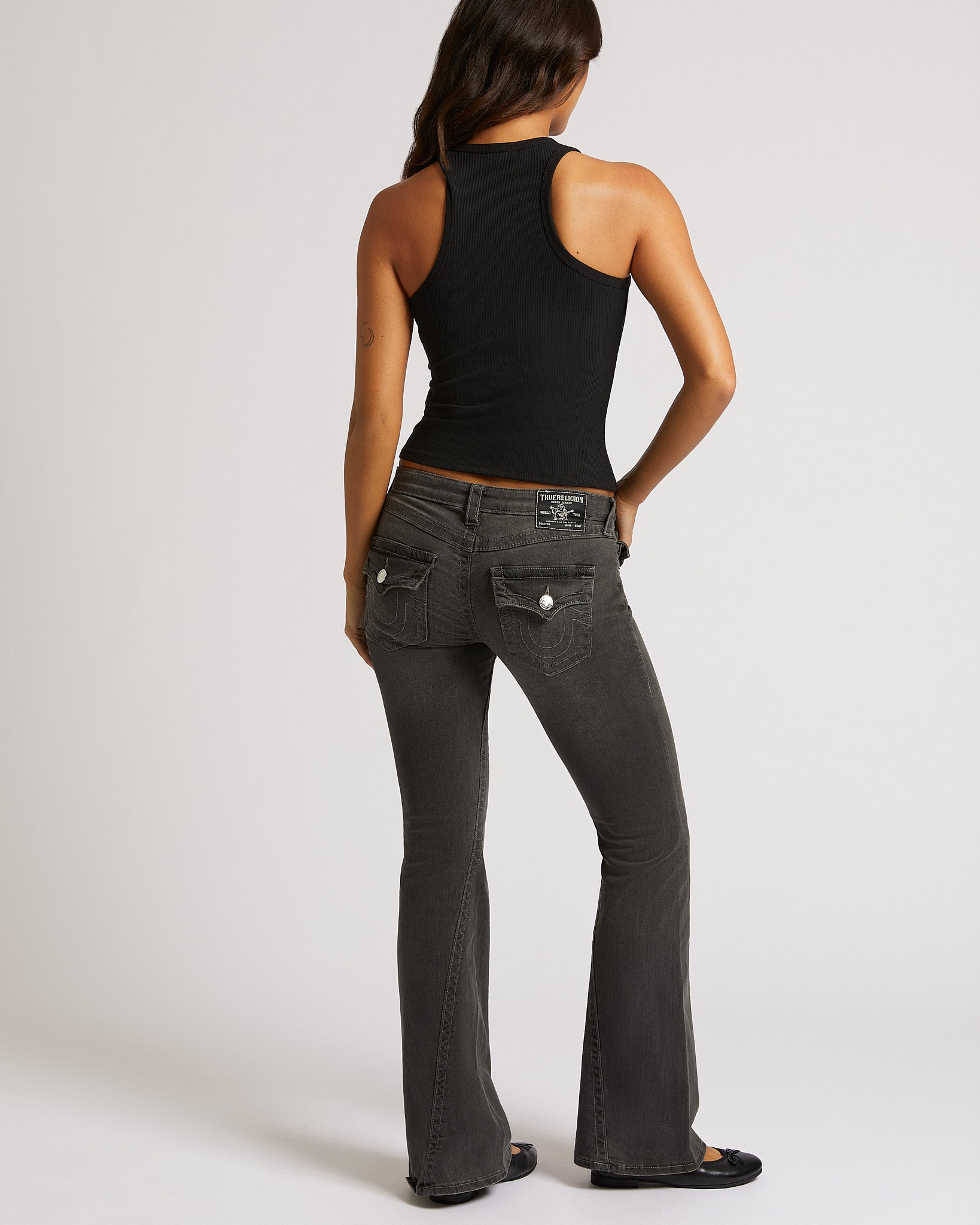 JOEY LOW RISE FLARE FLAP - CHARCOAL