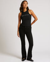 BECCA MID RISE BOOTCUT FLAP - BLACK RINSE
