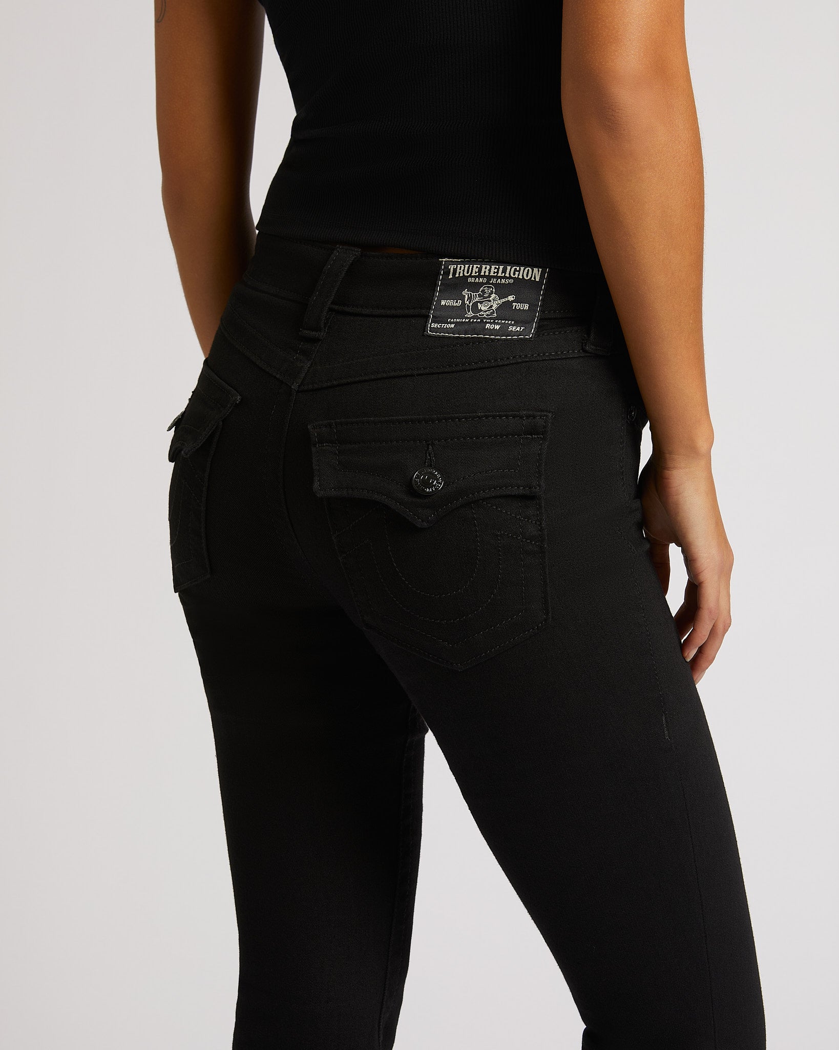 BECCA MID RISE BOOTCUT FLAP - BLACK RINSE