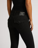 BECCA MID RISE BOOTCUT FLAP - BLACK RINSE