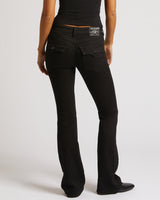 BECCA MID RISE BOOTCUT FLAP - BLACK RINSE