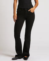 BECCA MID RISE BOOTCUT FLAP - BLACK RINSE