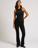 BECCA MID RISE BOOTCUT FLAP - BLACK RINSE