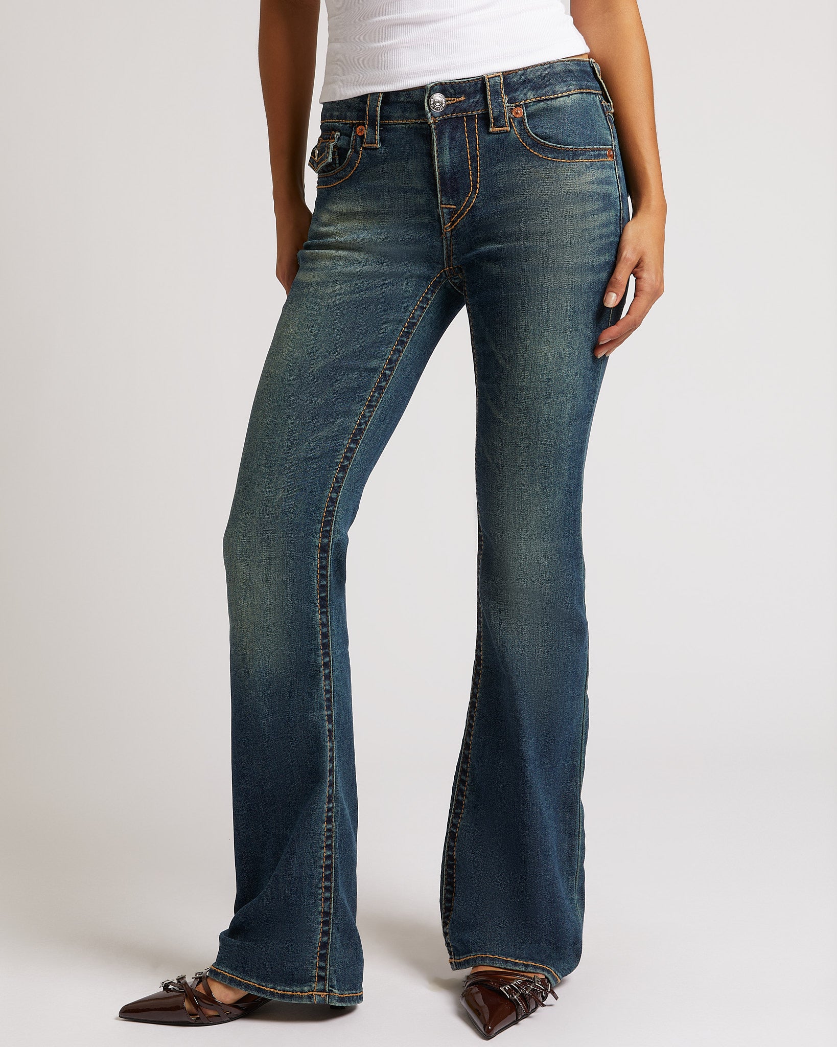 BECCA BOOTCUT FLAP BIG T - GOTHAM GRIND DARK WASH