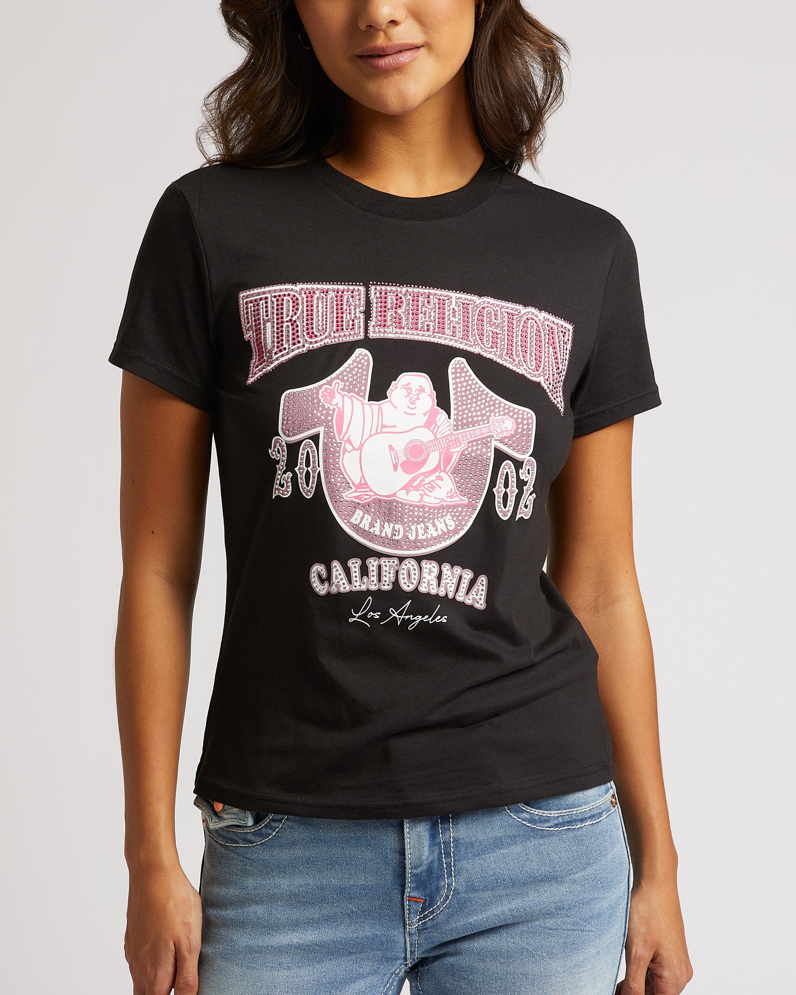 BUDDHA CRYSTAL CREW TEE - JET BLACK