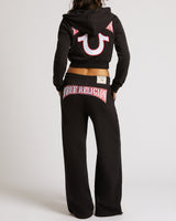 EMBROIDERED CINCHED SWEATPANTS - JET BLACK