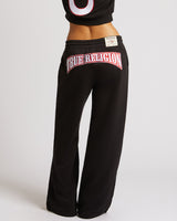 EMBROIDERED CINCHED SWEATPANTS - JET BLACK