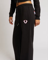EMBROIDERED CINCHED SWEATPANTS - JET BLACK