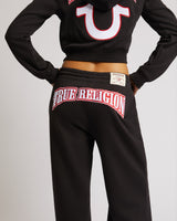 EMBROIDERED CINCHED SWEATPANTS - JET BLACK