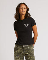 CRYSTAL HS CREW TEE - JET BLACK