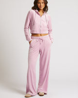 CRYSTL VELOUR STRAIGHT LEG PNT - MAUVE MIST
