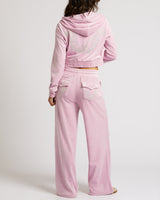CRYSTL VELOUR STRAIGHT LEG PNT - MAUVE MIST