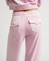 CRYSTL VELOUR STRAIGHT LEG PNT - MAUVE MIST