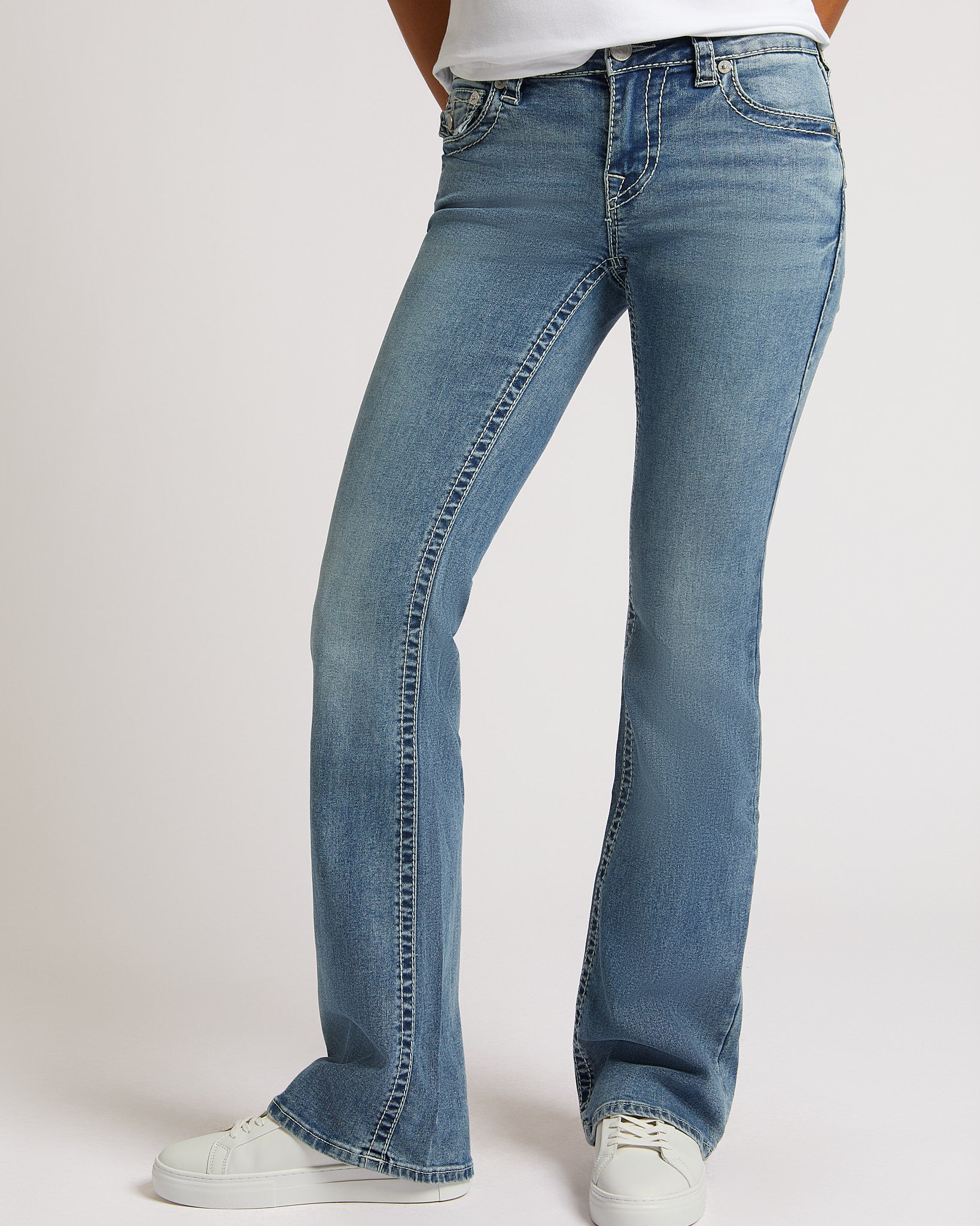 BECCA MID RISE BOOTCUT FLAP BIG T - DARK HIGH ROAD WASH