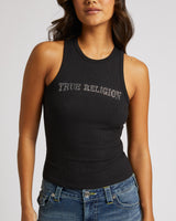 CRYSTAL GODDESS TANK - JET BLACK