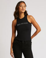 CRYSTAL GODDESS TANK - JET BLACK